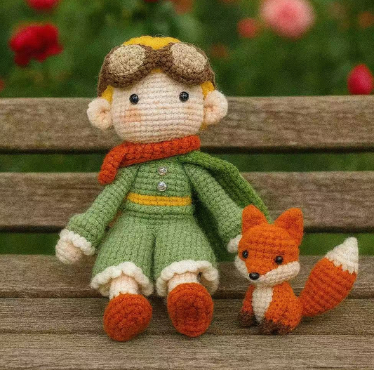 Knitted Little Prince and Fox