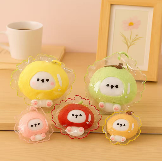 Teddy Bear Squishy with Fruit Hood